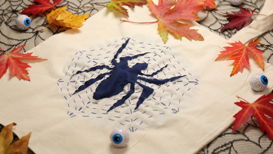 Spooky spider sashiko tote bag tutorial